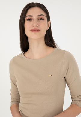 Kadın Açık Haki Bisiklet Yaka Sweatshirt - 50297870040