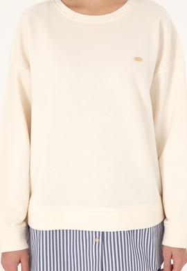 Kadın Krem Gömlek Detaylı Bisiklet Yaka Sweatshirt - 50299007013