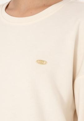 Kadın Krem Gömlek Detaylı Bisiklet Yaka Sweatshirt - 50299007013