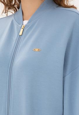 Kadın Açık Mavi Bisiklet Yaka Fermuarlı Sweatshirt - 50299000006