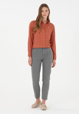 Kadın Gri Kanvas Carrot High Waist Fit Kanvas Pantolon - 50298545054