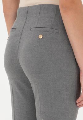 Kadın Gri Kanvas Carrot High Waist Fit Kanvas Pantolon - 50298545054