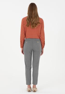 Kadın Gri Kanvas Carrot High Waist Fit Kanvas Pantolon - 50298545054