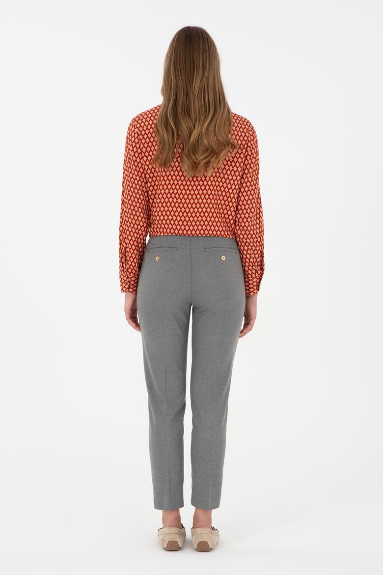 Kadın Gri Kanvas Carrot High Waist Fit Kanvas Pantolon - 50298545054