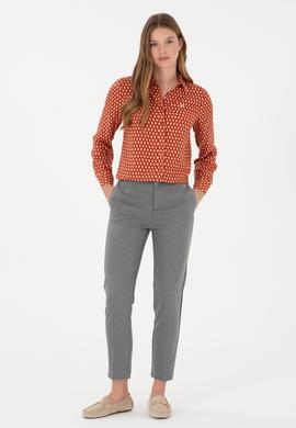 Kadın Gri Kanvas Carrot High Waist Fit Kanvas Pantolon - 50298545054