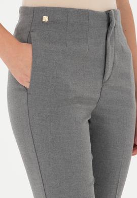 Kadın Gri Kanvas Carrot High Waist Fit Kanvas Pantolon - 50298545054