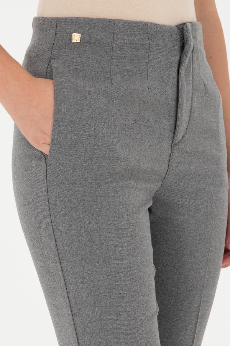 Kadın Gri Kanvas Carrot High Waist Fit Kanvas Pantolon - 50298545054