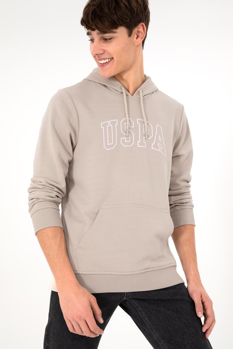 Erkek Regular Fit Kapüşonlu Taş Basic Sweatshirt - 50295175061