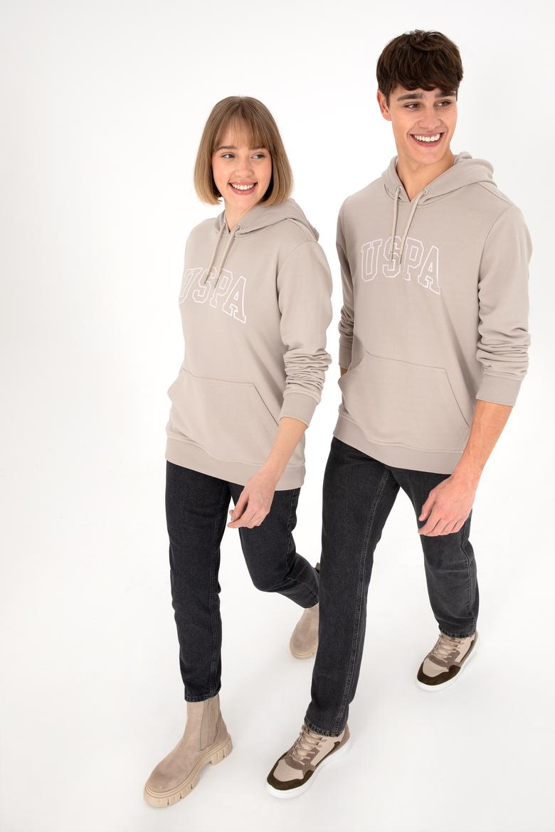 Erkek Regular Fit Kapüşonlu Taş Basic Sweatshirt