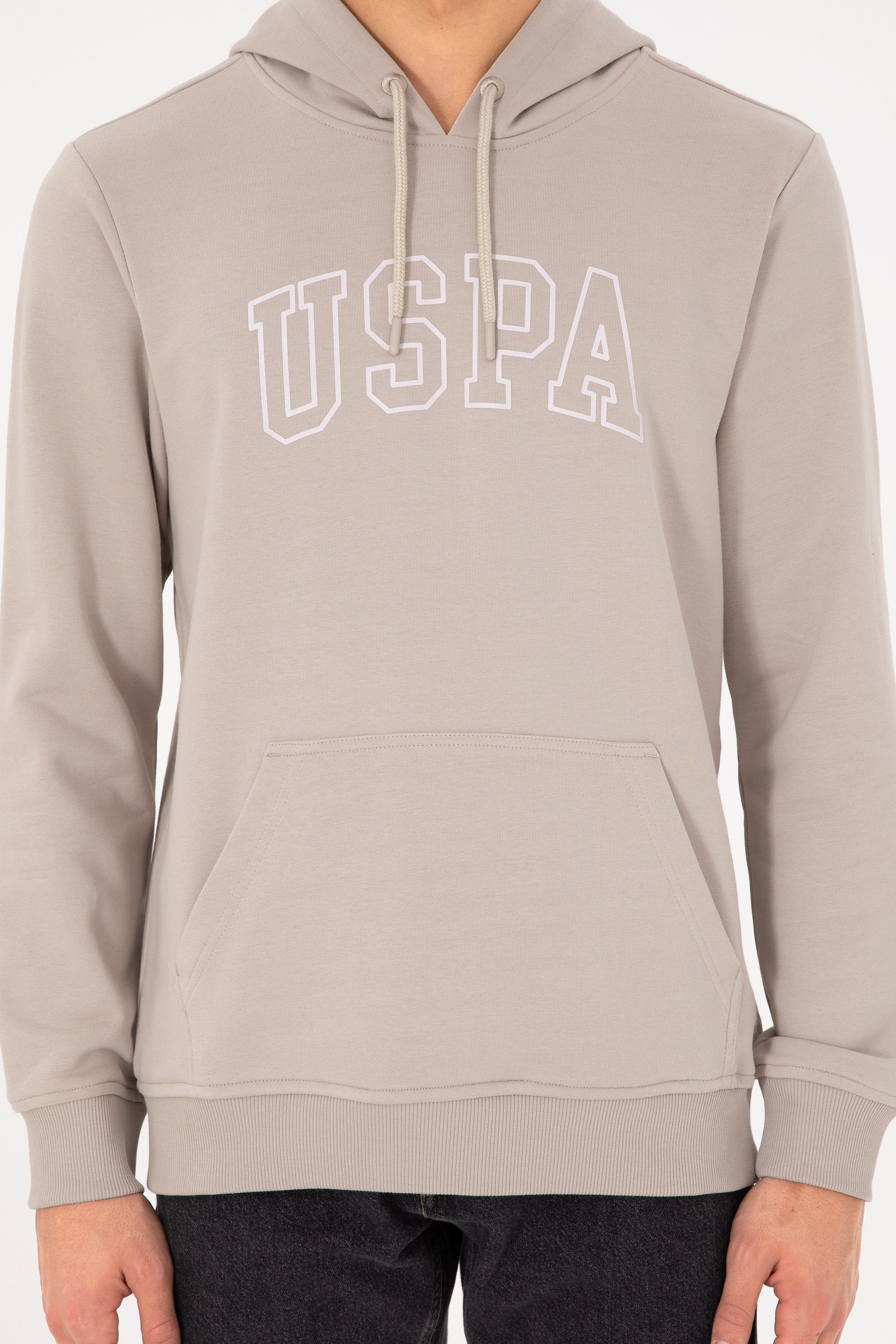 Erkek Regular Fit Kapüşonlu Taş Basic Sweatshirt - Image 7