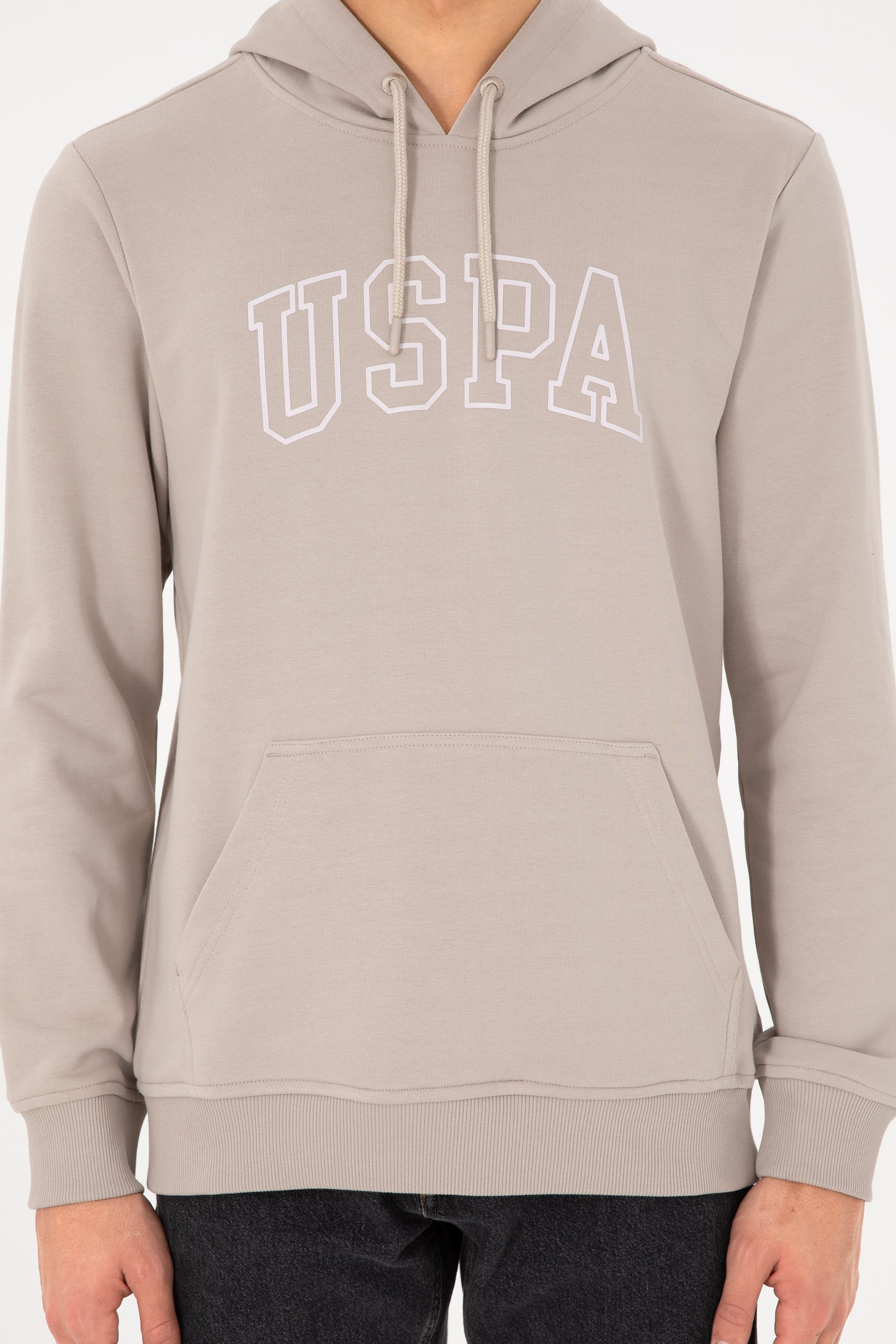 Erkek Regular Fit Kapüşonlu Taş Basic Sweatshirt