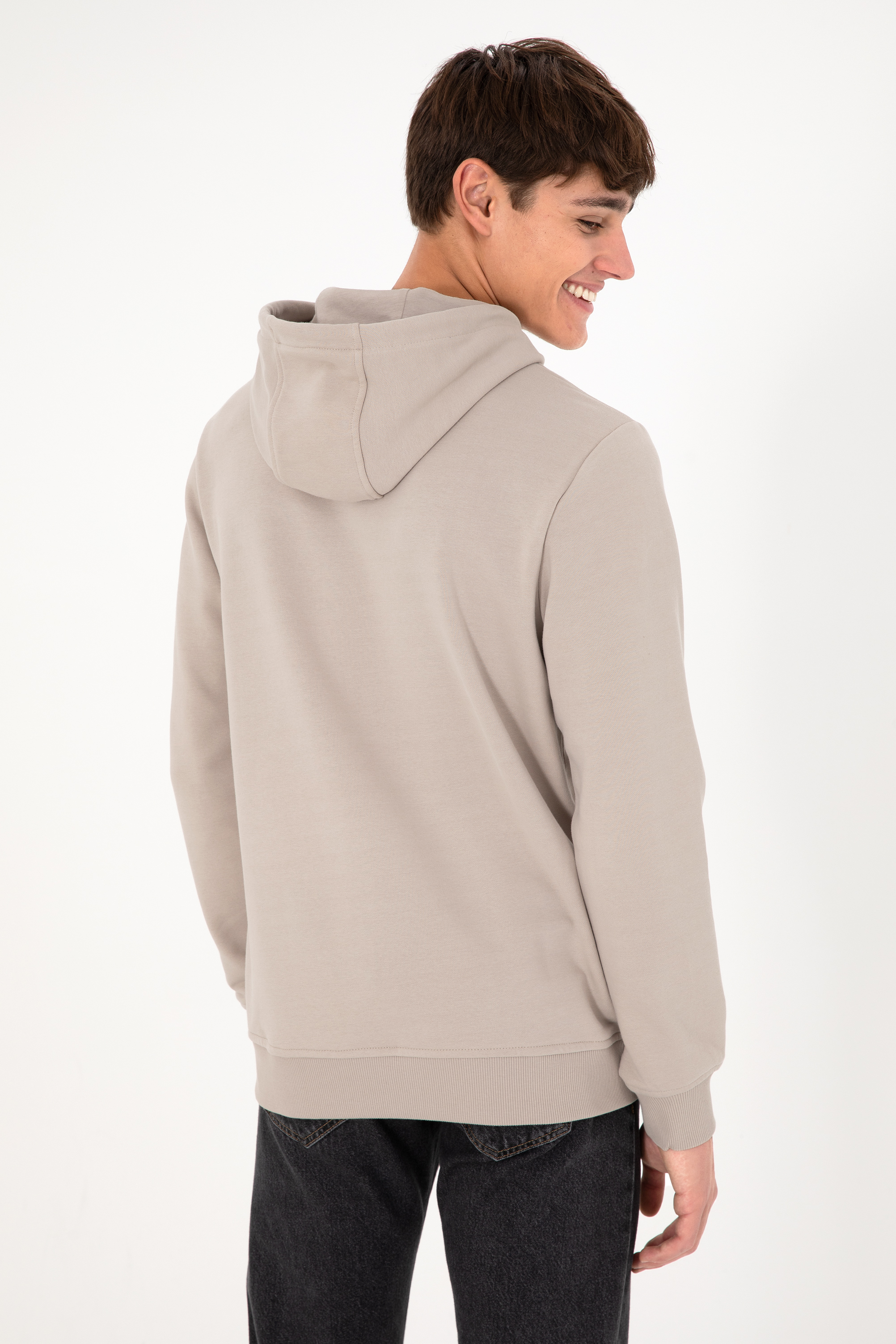 Erkek Regular Fit Kapüşonlu Taş Basic Sweatshirt - Image 6