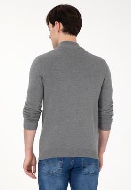 Erkek Gri Melanj Basic Triko Hırka - 50288871030