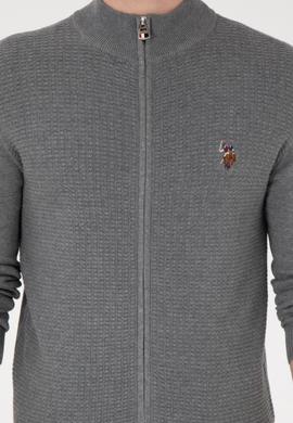 Erkek Gri Melanj Basic Triko Hırka - 50288871030