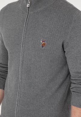 Erkek Gri Melanj Basic Triko Hırka - 50288871030