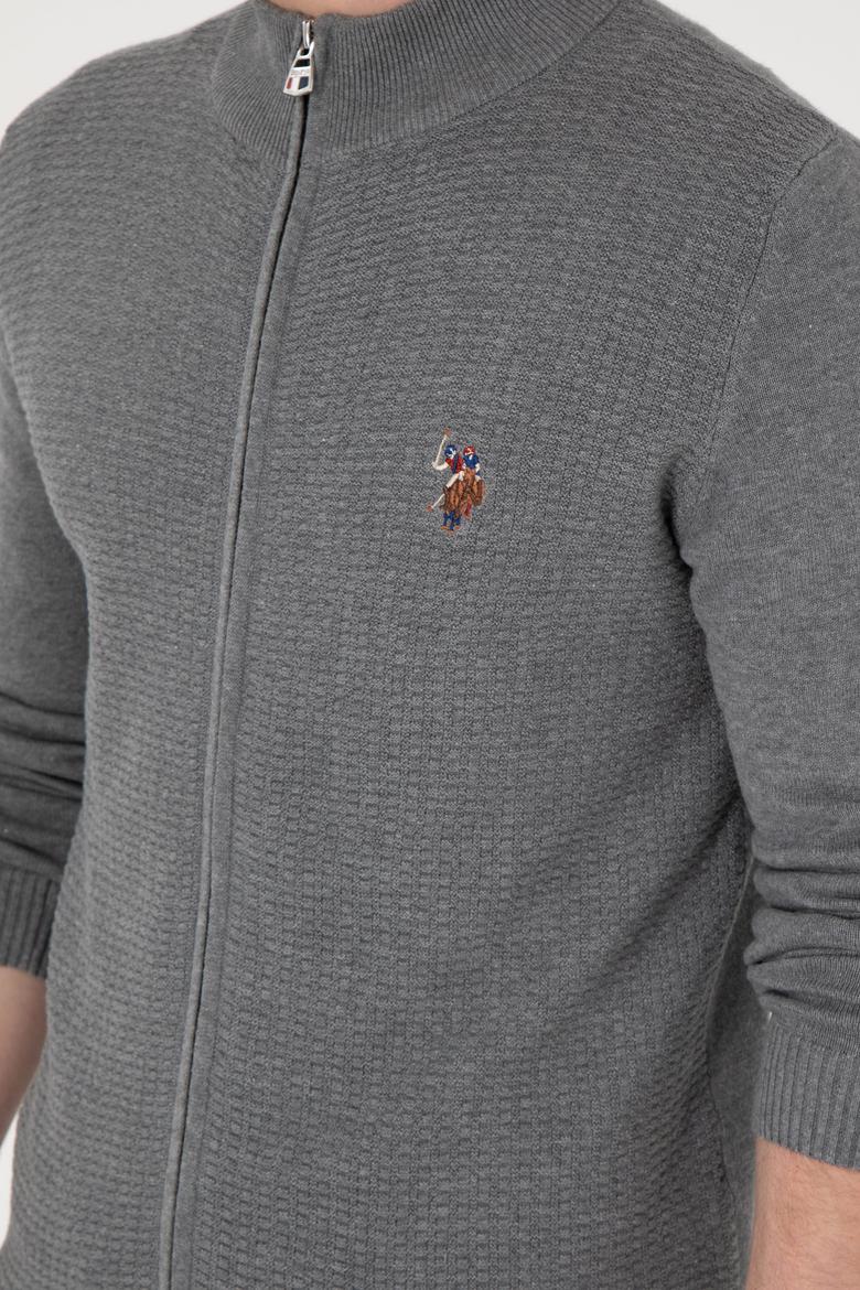 Erkek Gri Melanj Basic Triko Hırka - 50288871030