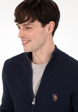 Erkek Lacivert Basic Triko Hırka - 50288871021