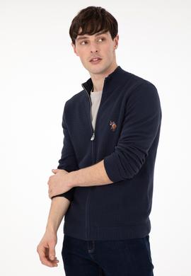 Erkek Lacivert Basic Triko Hırka - 50288871021