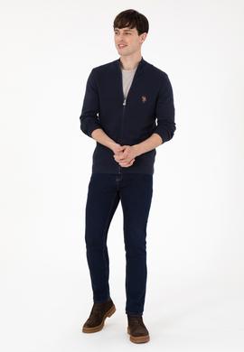 Erkek Lacivert Basic Triko Hırka - 50288871021