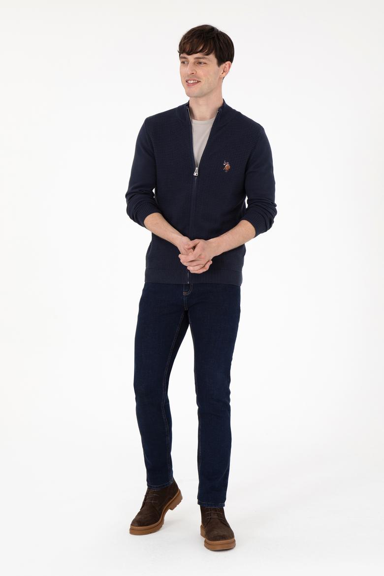 Erkek Lacivert Basic Triko Hırka - 50288871021