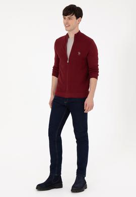 Erkek Bordo Basic Triko Hırka - 50288871048