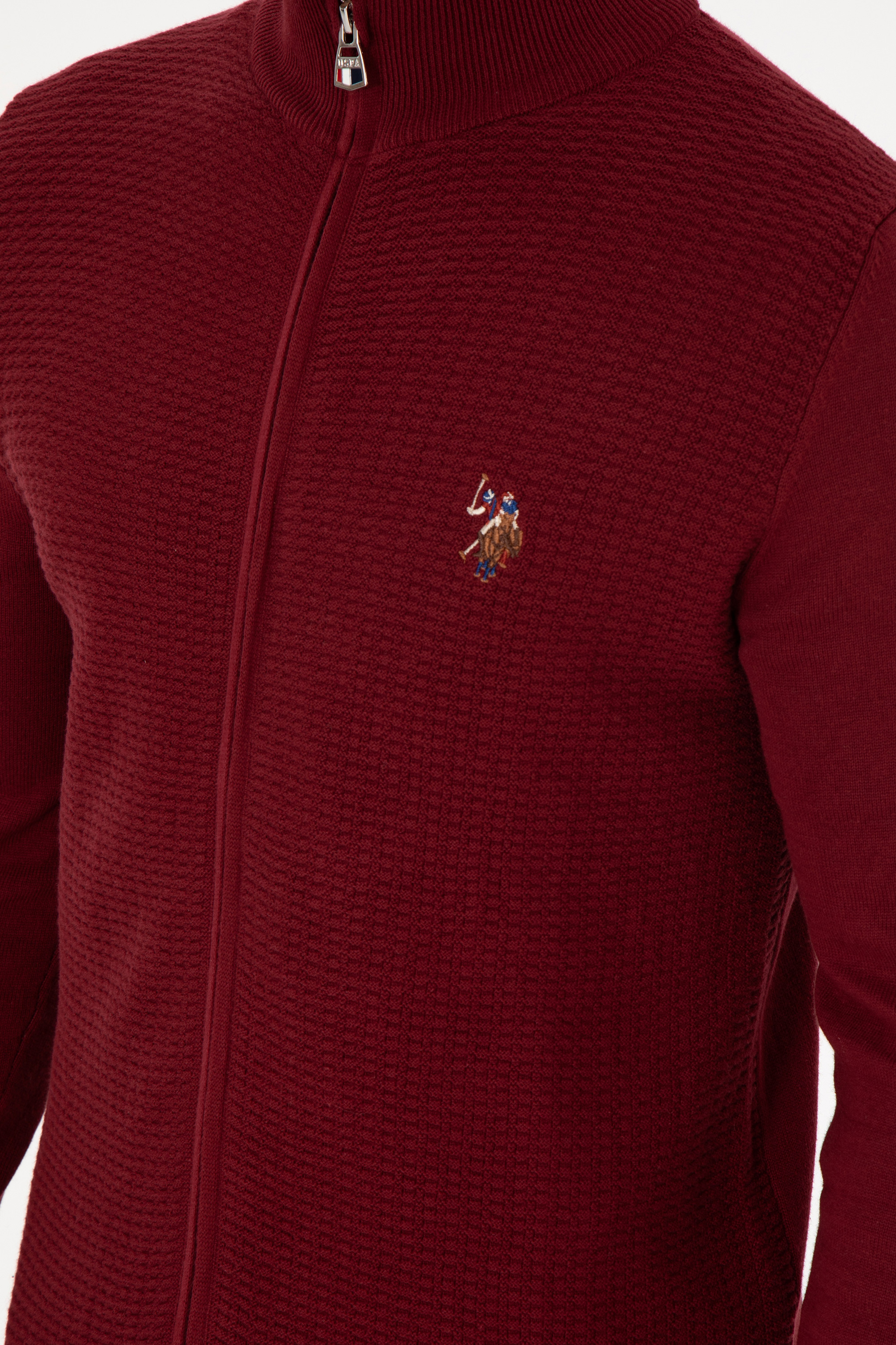 Erkek Bordo Basic Triko Hırka - Image 7