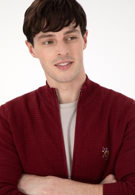 Erkek Bordo Basic Triko Hırka - 50288871048