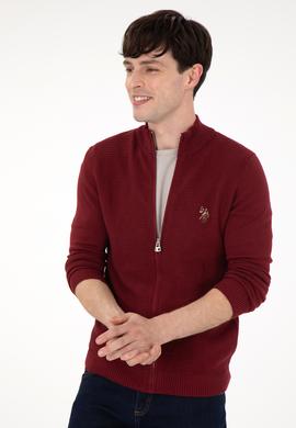 Erkek Bordo Basic Triko Hırka - 50288871048