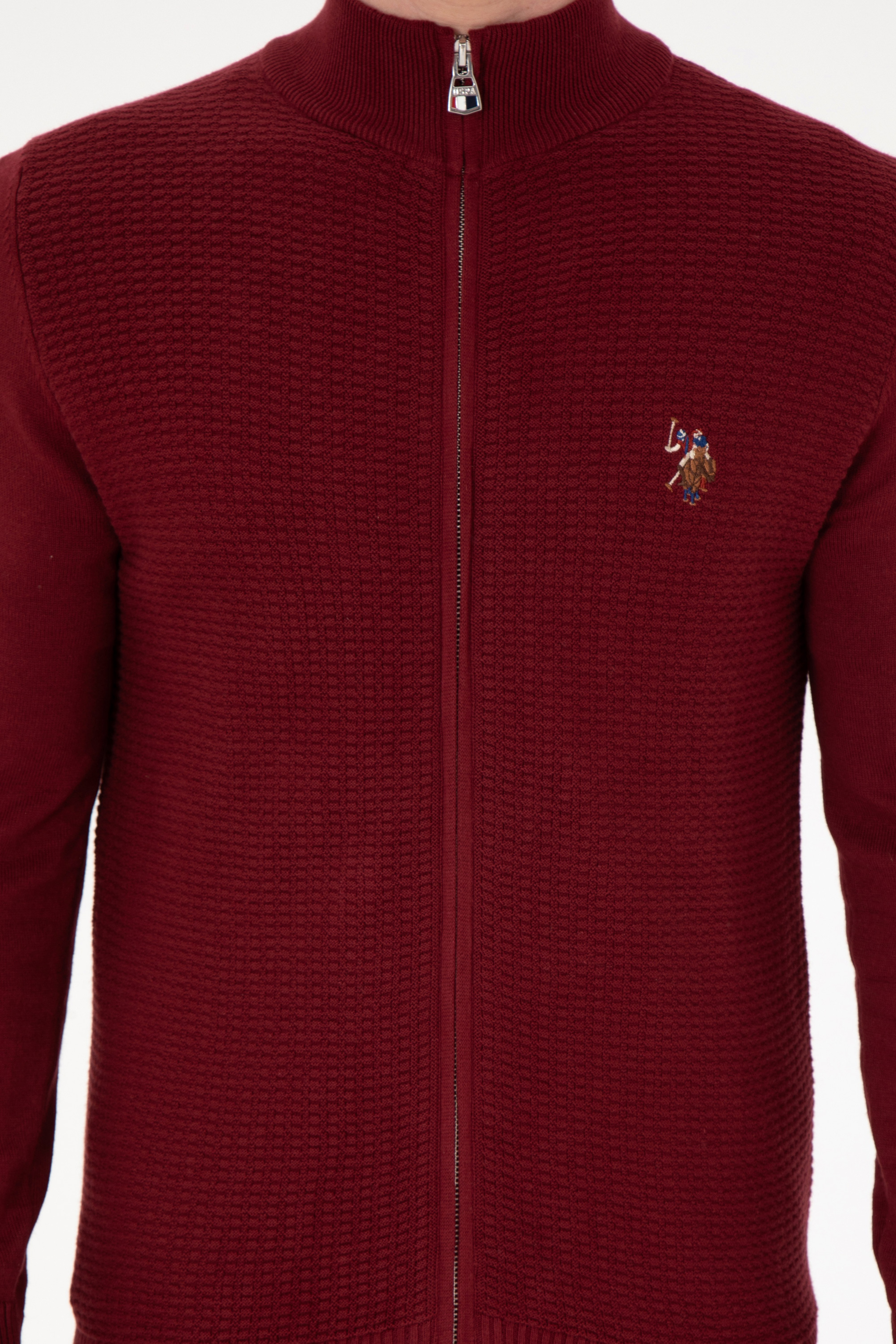 Erkek Bordo Basic Triko Hırka - Image 6