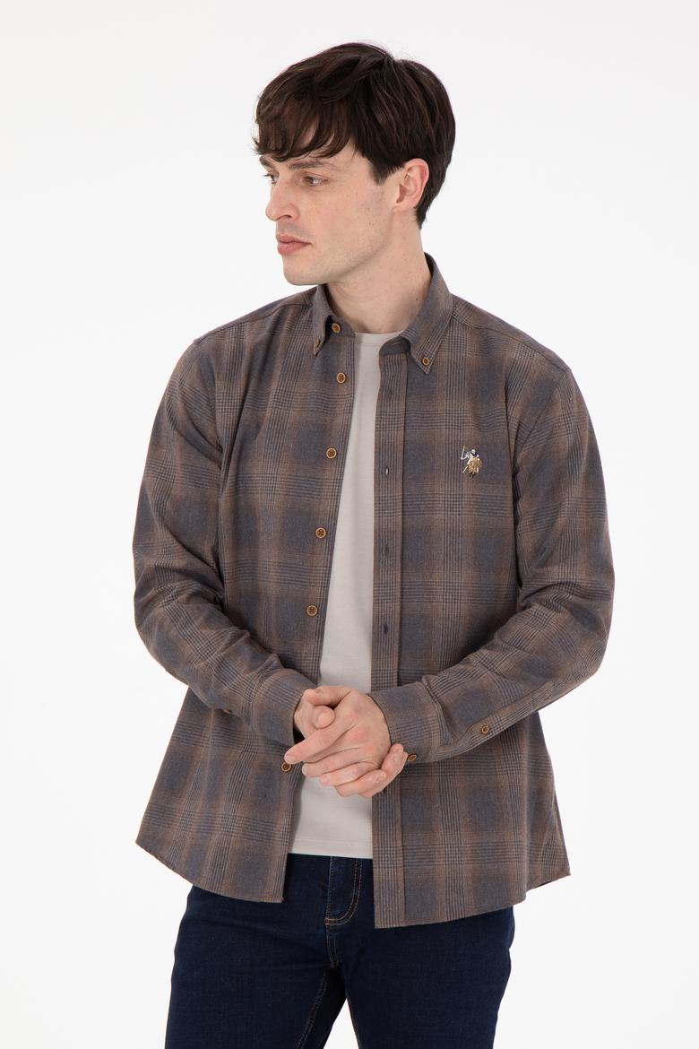 Erkek Kahverengi Uzun Kollu Gömlek