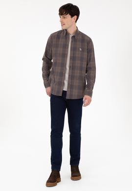 Erkek Kahverengi Uzun Kollu Gömlek - 50291383017