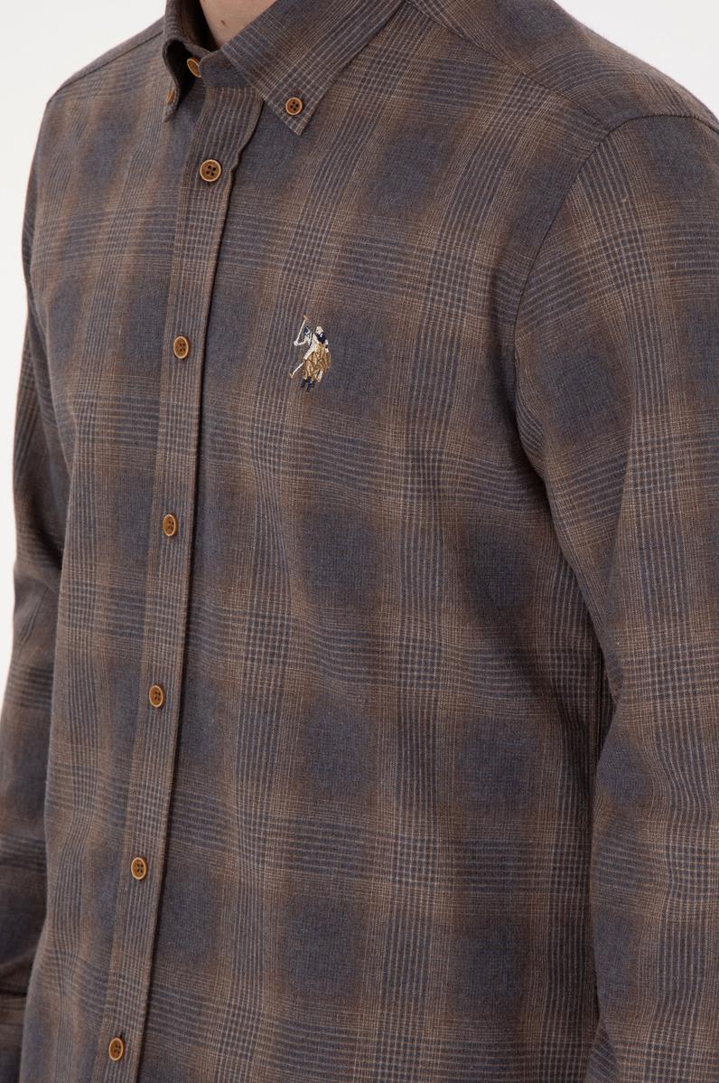 Erkek Kahverengi Uzun Kollu Gömlek