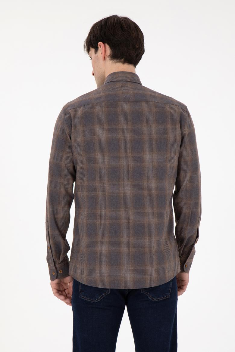 Erkek Kahverengi Uzun Kollu Gömlek - 50291383017