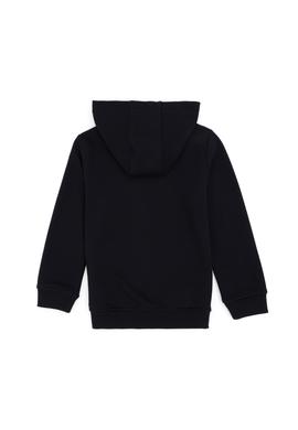 Erkek Çocuk Fermuarlı Kapüşonlu Basic Siyah Sweatshirt - 50293472011