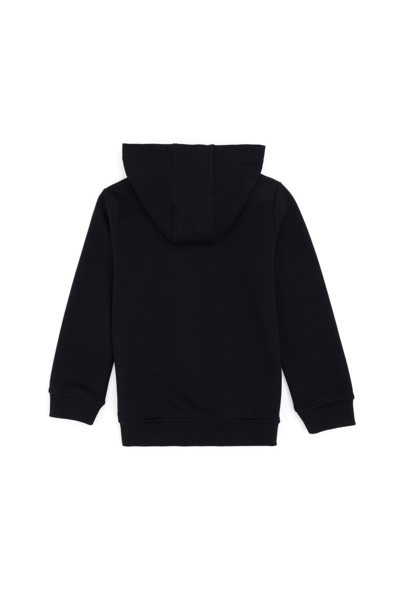 Erkek Çocuk Fermuarlı Kapüşonlu Basic Siyah Sweatshirt - 50293472011