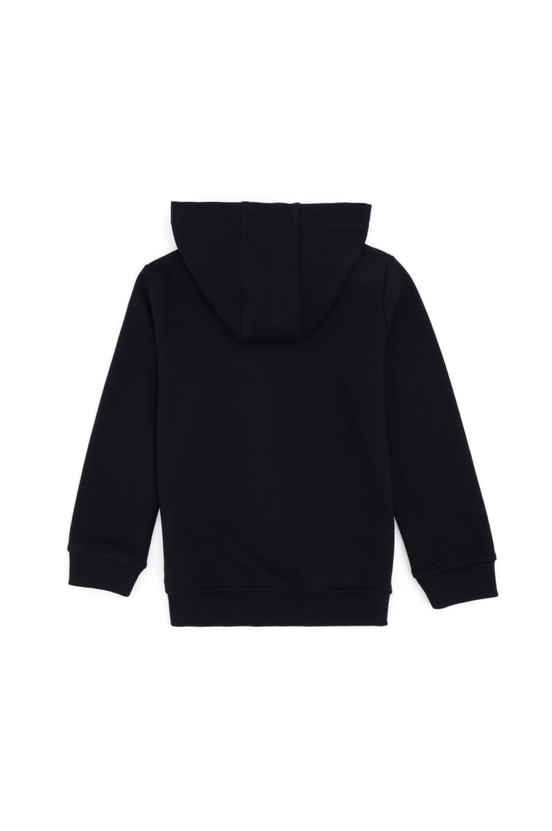 Erkek Çocuk Fermuarlı Kapüşonlu Basic Siyah Sweatshirt