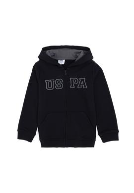 Erkek Çocuk Fermuarlı Kapüşonlu Basic Siyah Sweatshirt - 50293472011