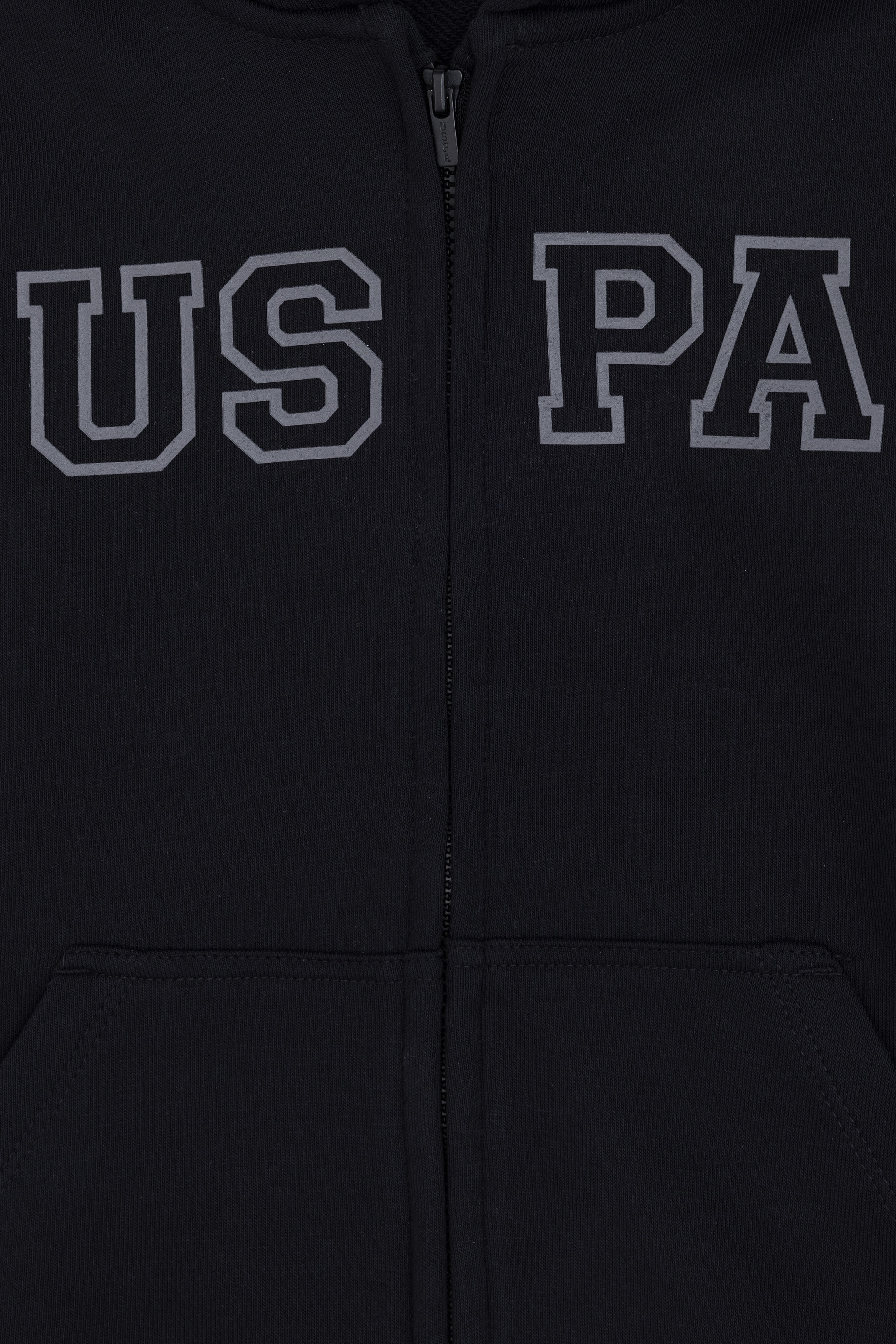 Erkek Çocuk Fermuarlı Kapüşonlu Basic Siyah Sweatshirt - Image 3
