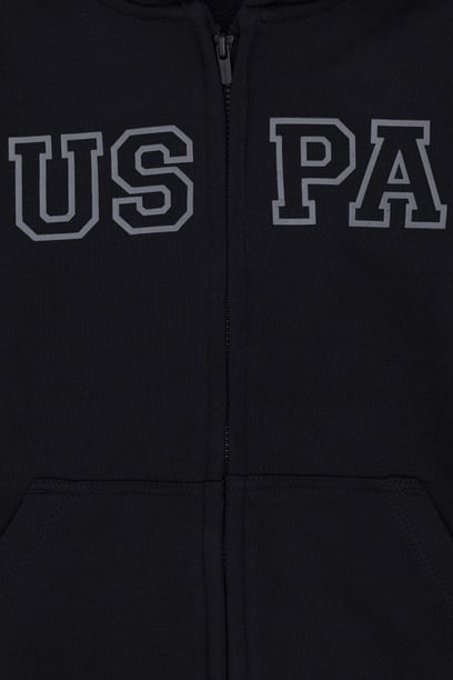 Erkek Çocuk Fermuarlı Kapüşonlu Basic Siyah Sweatshirt
