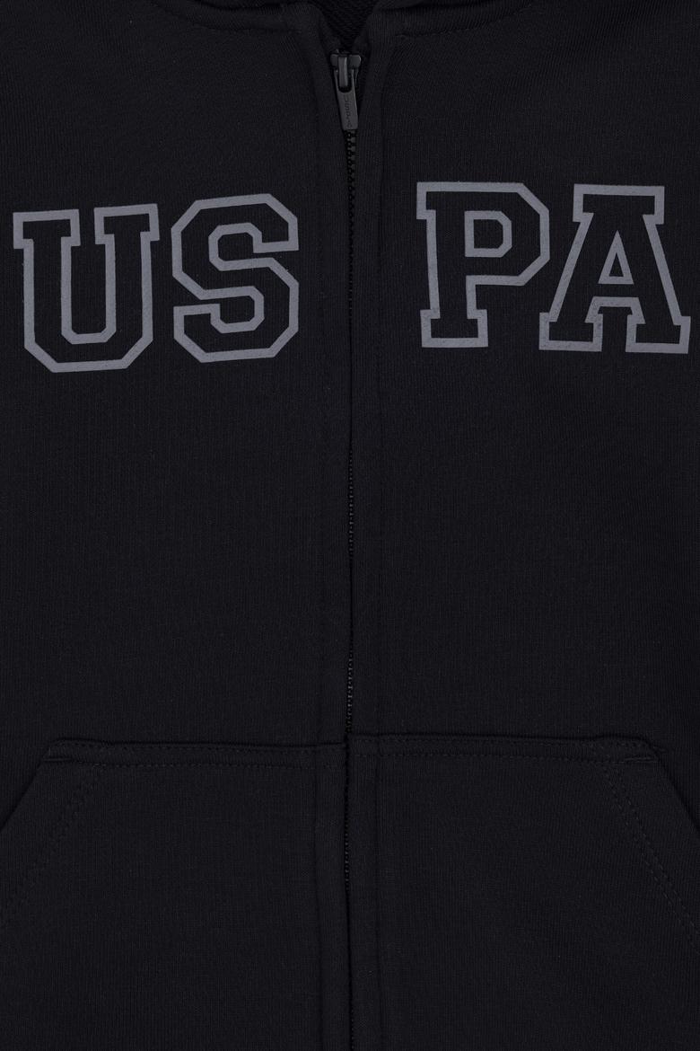 Erkek Çocuk Fermuarlı Kapüşonlu Basic Siyah Sweatshirt - 50293472011