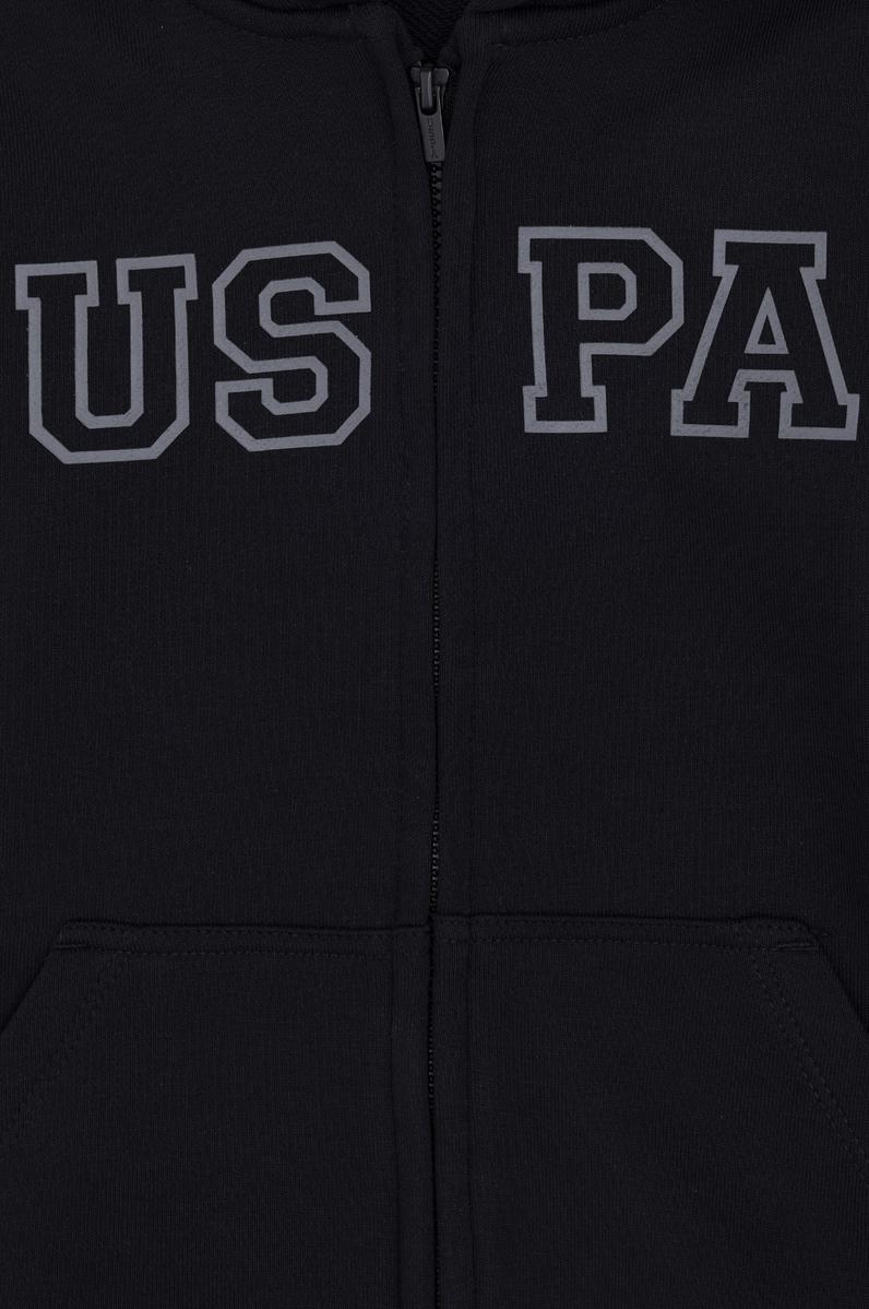 Erkek Çocuk Fermuarlı Kapüşonlu Basic Siyah Sweatshirt