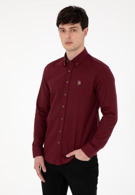 Erkek Bordo Uzun Kollu Basic Gömlek - 50293980031