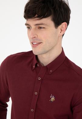 Erkek Bordo Uzun Kollu Basic Gömlek - 50293980031