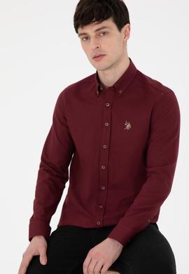 Erkek Bordo Uzun Kollu Basic Gömlek - 50293980031