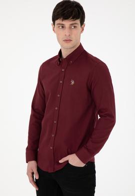 Erkek Bordo Uzun Kollu Basic Gömlek - 50293980031