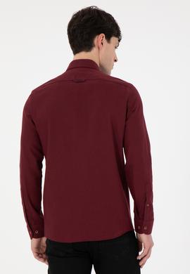 Erkek Bordo Uzun Kollu Basic Gömlek - 50293980031