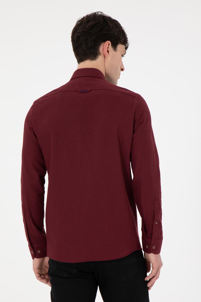 Erkek Bordo Uzun Kollu Basic Gömlek - 50293980031