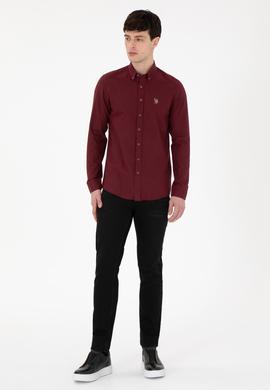 Erkek Bordo Uzun Kollu Basic Gömlek - 50293980031