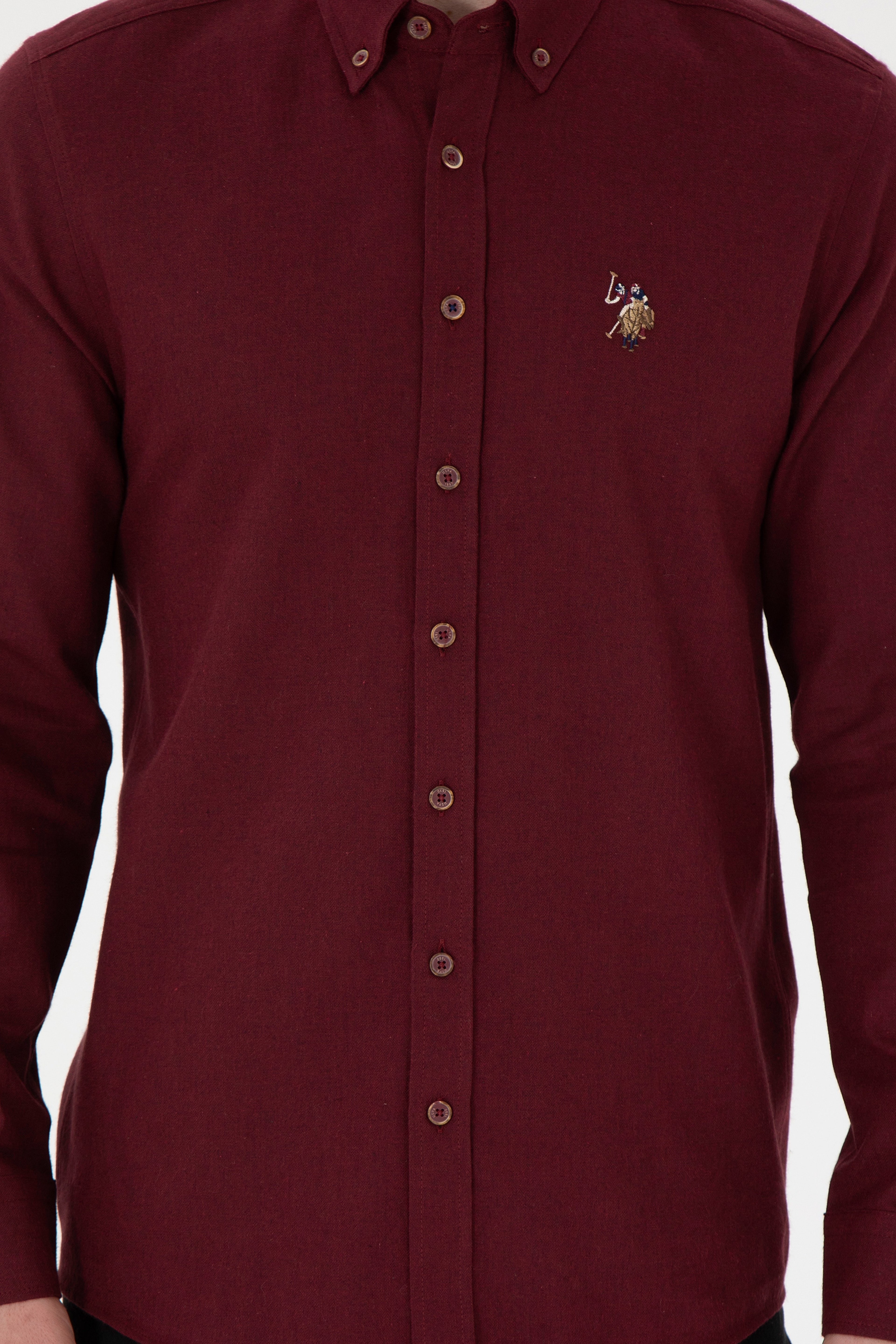 Erkek Bordo Uzun Kollu Basic Gömlek - Image 7