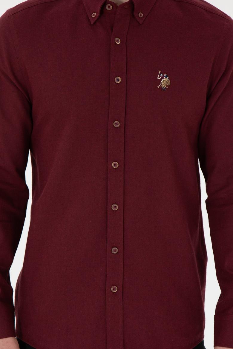 Erkek Bordo Uzun Kollu Basic Gömlek - 50293980031